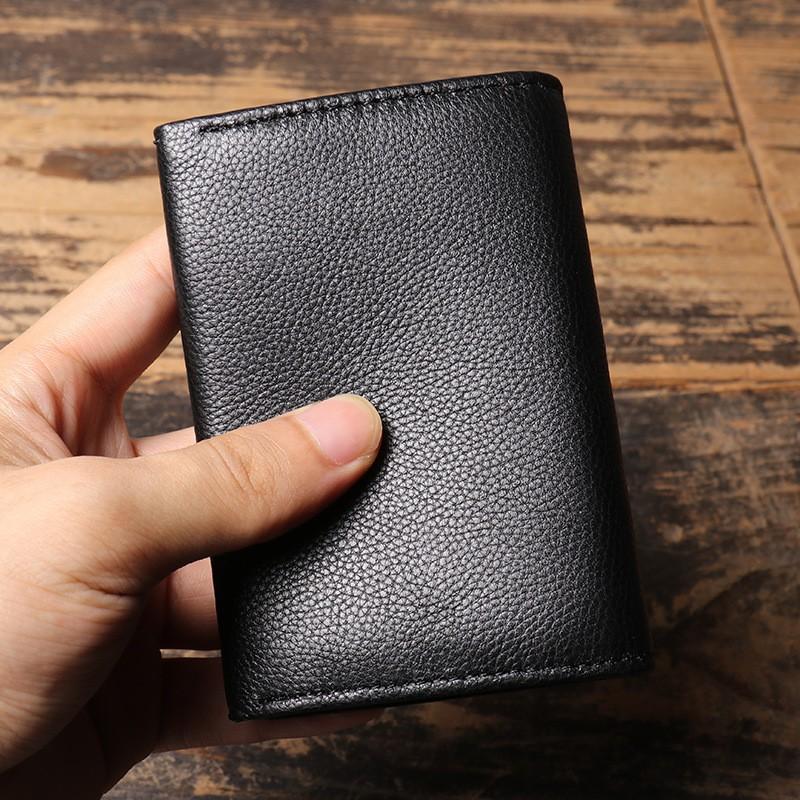 

New Men s Leather Handbag Women s Coin Purse Multi Slot Card Bag Large Capacity Short Wallet чорний