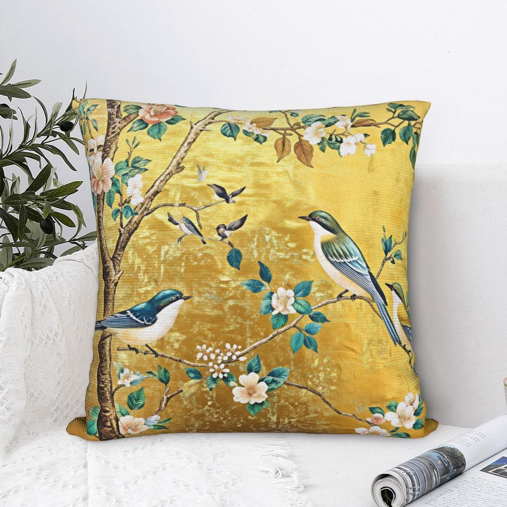 Flowers And Birds Pillow Cover Vintage Pillow Case For Living Room Bed Chair Comfy Pillowcases Gift Idea