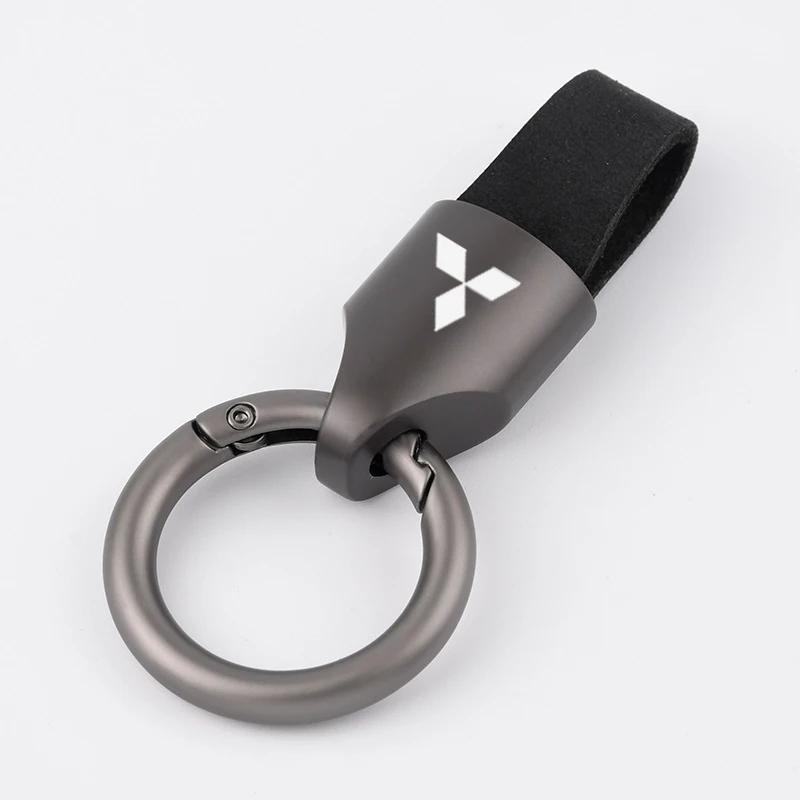Luxury Men Women Leather/Metal Key Chain Fashion Keychain Key Ring Holder For Mitsubishi Outlander Lancer 9 10 Pajero L200 EX AJ3