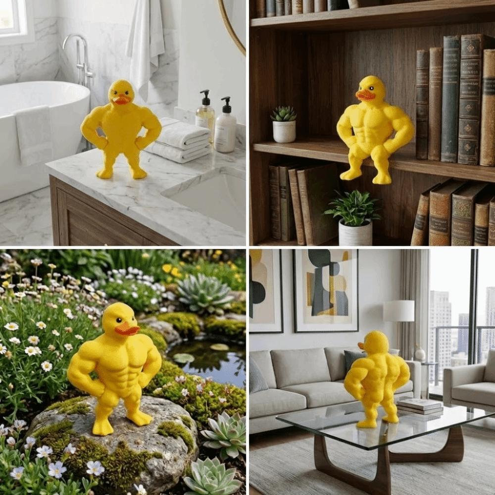 Defined Legs Muscle Duck Figurine 3D Printed Muscular Duck Statue Gym Decoration