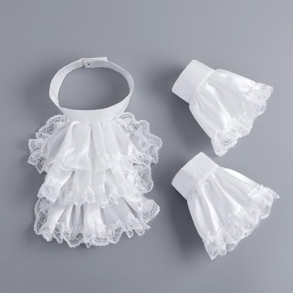 Ruffled Vintage Victorian Costume Detachable Fake Collar Accessory Set Cosplay Accessory