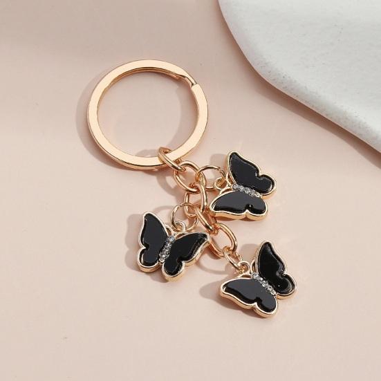 Key Chain Butterfly Charms Tassel Stainless Exquisite Shoulder Bag Schoolbag Decoration Hanging Pendant Smooth Car Key Keyring Purse Bag Accessories