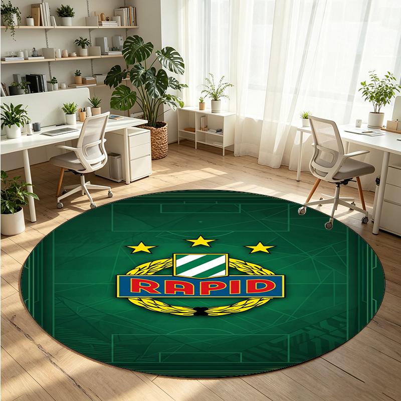Rapid Wien FC Bedruckter Runder Kristall-Samt-Teppich Weicher Rutschfester BodenTeppich Für Schlafzimmer Urlaubsgeschenk