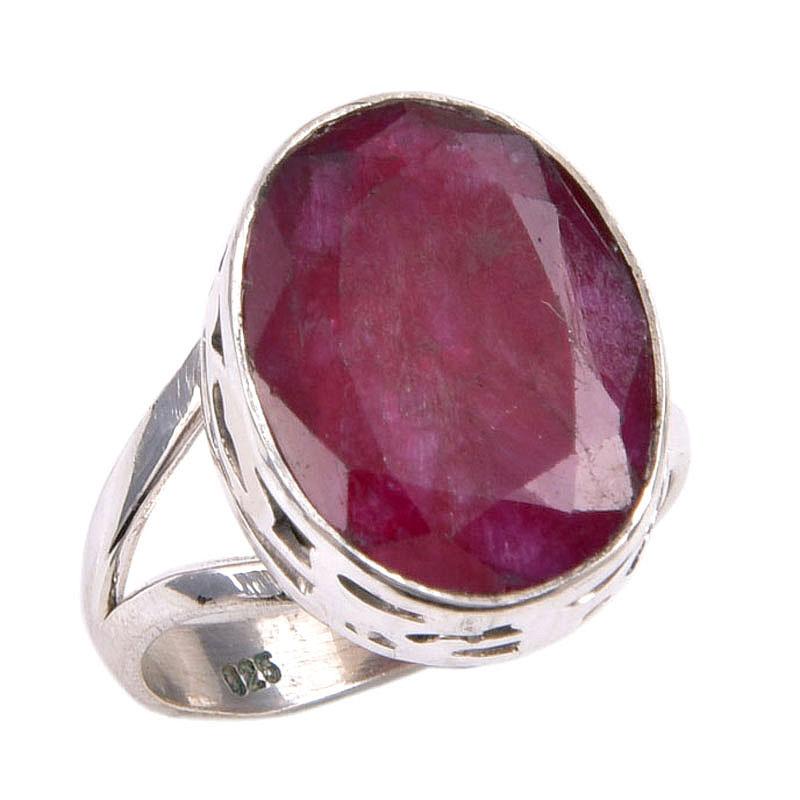 Red Ruby(Simulated) Gemstone Handmade 925 Sterling Silver Jewelry Ring S.6 j8J88