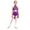 Kids Girls Modern Lyrical Dance Dress Ballet Figure Skating Gymnastics Leotard Bodysuit Costume Strappy Back Latin Jazz Dress