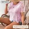 Women's Fashion Casual Solid Color Print O-Neck Short Sleeve Blouses & Shirts