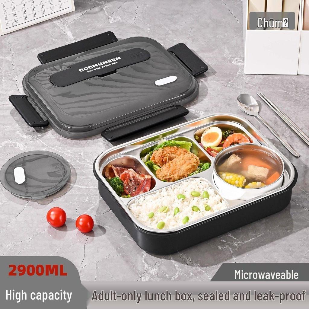 Insulated Lunch Bag with Compartmented Stainless Steel Bento Box for Office or School Meals