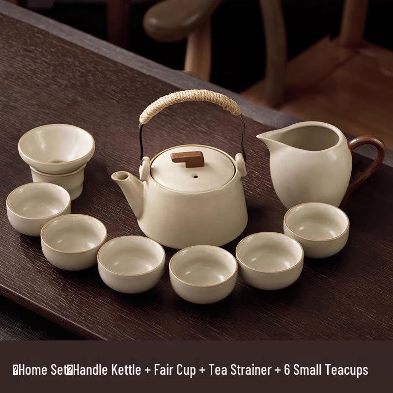 Ru Kiln Ceramic Kung Fu Tea Set with Dongpo Beam Kettle