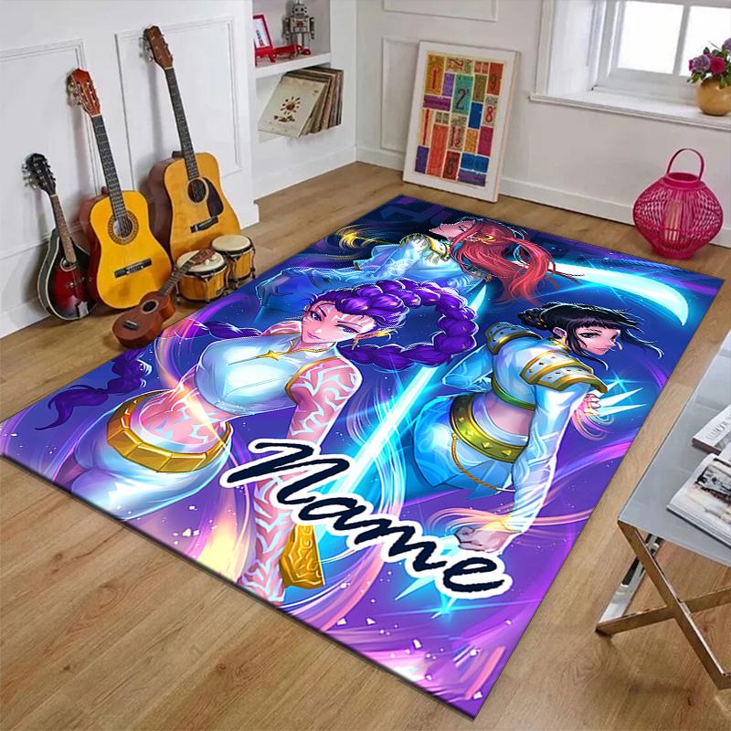 Custom KPop Demon Hunters Mat Personalized Name, Polyester Washable Indoor Entryway Rug, Gift for Christmas, Easter, Thanksgiving Day