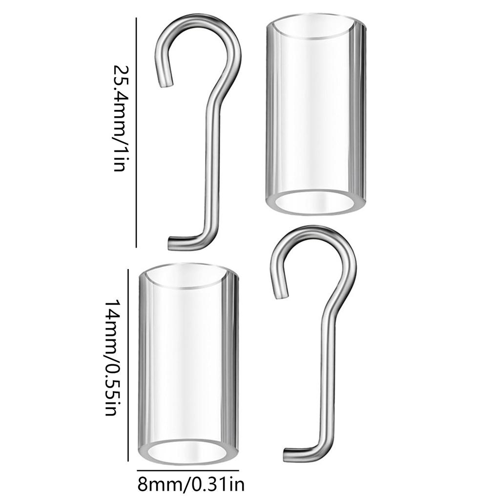 2 Set Tilt Wand Wire and Sleeve Collar for Horizontal Mini Blinds Wand Replacement with Hook Window Blind Repair Parts