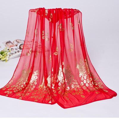 2024 Frühling/Sommer Damen Schönheit Sand Schal mit Pfau Blumen Design