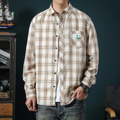 Καρό Πουκάμισο Ανδρικό Φαρδύ Τοπ με Πε solάρια Σχεδιασμός Αίσθησης Μόδας Casual Πουκάμισο Μακρυμάνικο Μπουφάν