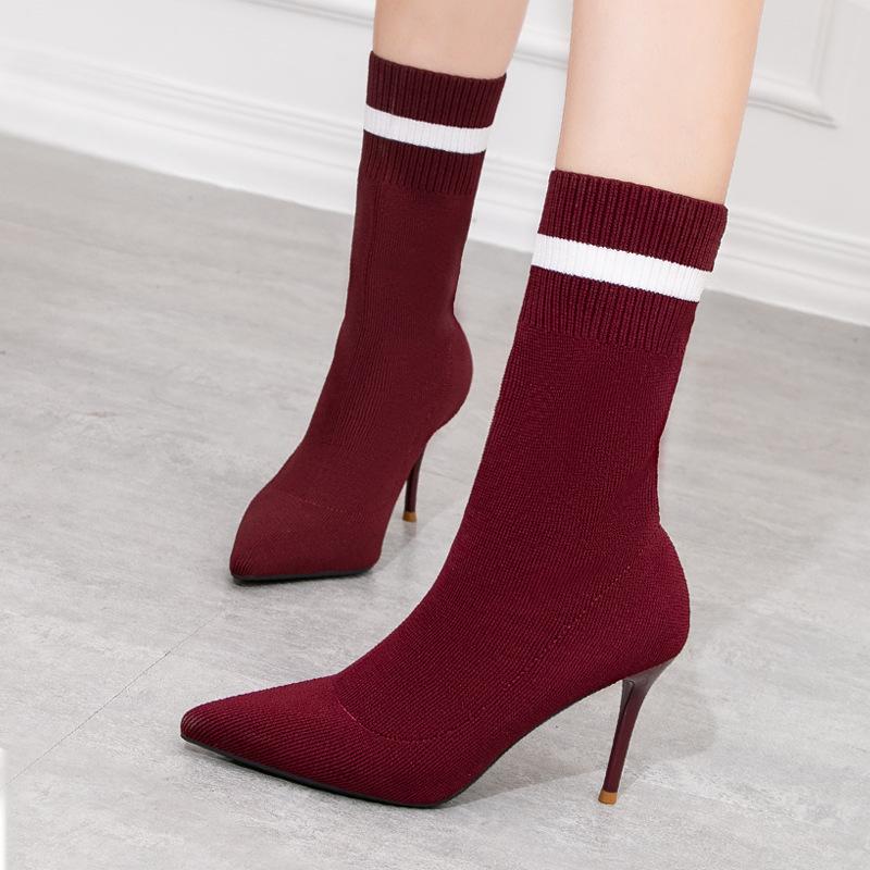 

Осенние и зимние сапоги с острым носком тонкие сапоги эластичные носки сапоги сапоги на высоком каблуке вязаные носки сапоги короткие сапоги на шпильке 41