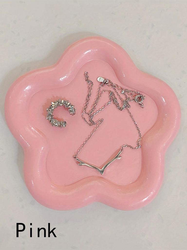 1pc Flower Shaped Jewelry Tray, Jewelry Plate, Jewelry Storage Tray, Jewelry Holder, Household Creative Jewelry Storage Ornament