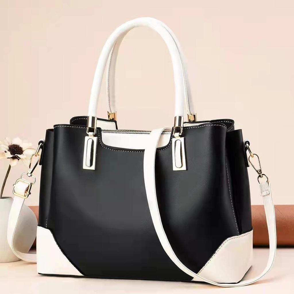 Simplistic Large Capacity Tote Bag 2023 New Women's Bag Cross-border Soft Leather Splicing Big Bag