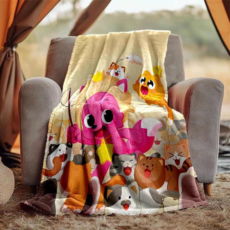 Pinkfong Flannel Blanket Soft Warm All-Season Throw, Design for Camping, Car Travel, Hiking Sofa, Bed, Office Perfect Gift for Parties