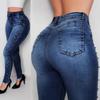 Damskie Jeansy Skinny z Wysokim Stanem Slim Fit Duża Rozciągliwość Z Cyrkoniami i Koralikami Push Up Podkreślające Biodra Codzienne Spodnie Jeansowe