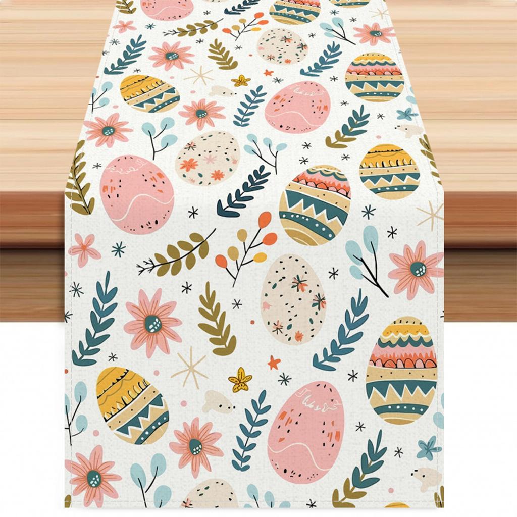 Happy Easter Egg Table Runner Easter Spring Decorations For Tables Indoor Home Party Decor