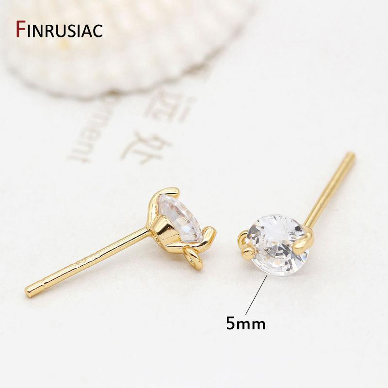 Handmade DIY Earring Making Supplies 14K Gold Plated Small Zircon Post Earrings Hooks Earring Findings Components