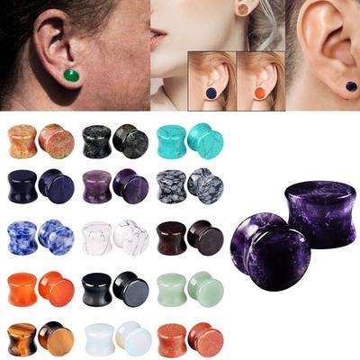 2 stücke Stein Ohrstöpsel Tunnel Flesh Double Flare Piercing Oreja Gauges Ohrringe Helix Lobe Labret Bahre Expander Körperschmuck