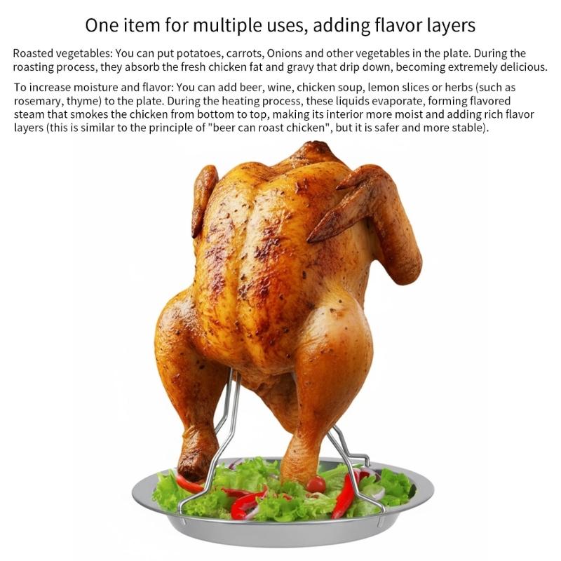 Steel Chicken Vertical Roasting Rack For Outdoor Grilling And Family Gatherings Easy To Clean Multipurpose Cooking Tool
