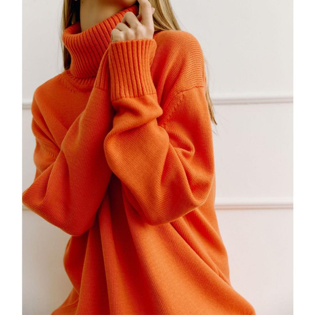 2025 Women's Turtleneck Sweater Solid Color Loose Knitwear Autumn Winter Fashion Ins Style Pullover