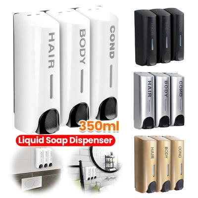 Triple 350ml Body Wash Dispenser Heat-Resistant Wall-Mount Washing Lotion Soap Container Large Capacity for Bathroom Accessories