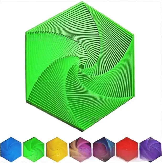 3D-Printed Fractal Fidget Hexagon 3D Printed Hexagonal Stress Relief Toys Hexagonal Fractal Ring Spiral Change Toys