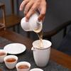 Suet jade Dehua white porcelain ceramic kung fu tea set household tea cup office living room bone china cover bowl