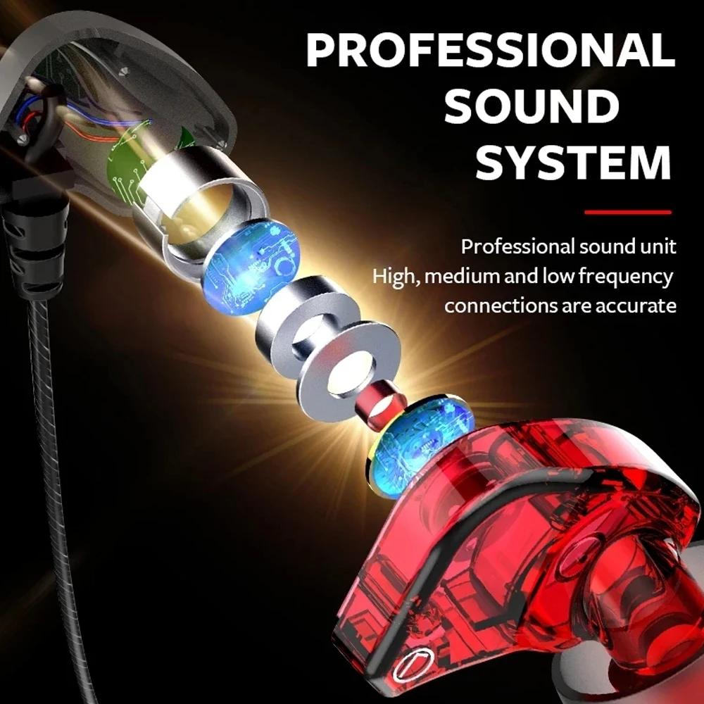 HIFI 6D Surround Bass In-Ear Wired Headphones 3.5mm Type C Earphone Sports Waterproof Gaming Headset Handfree Earbuds with Mic