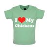 I Love My Chickens -Baby Kids Boys Girls Unisex T-Shirt / Romper Tees Top- Chicken Cockerels Pets Farm Egg