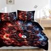 3pcs Fire and Ice Yin Yang Dragons Bedding Set - Includes Quilt Cover and Pillowcases, Suitable for All Seasons,