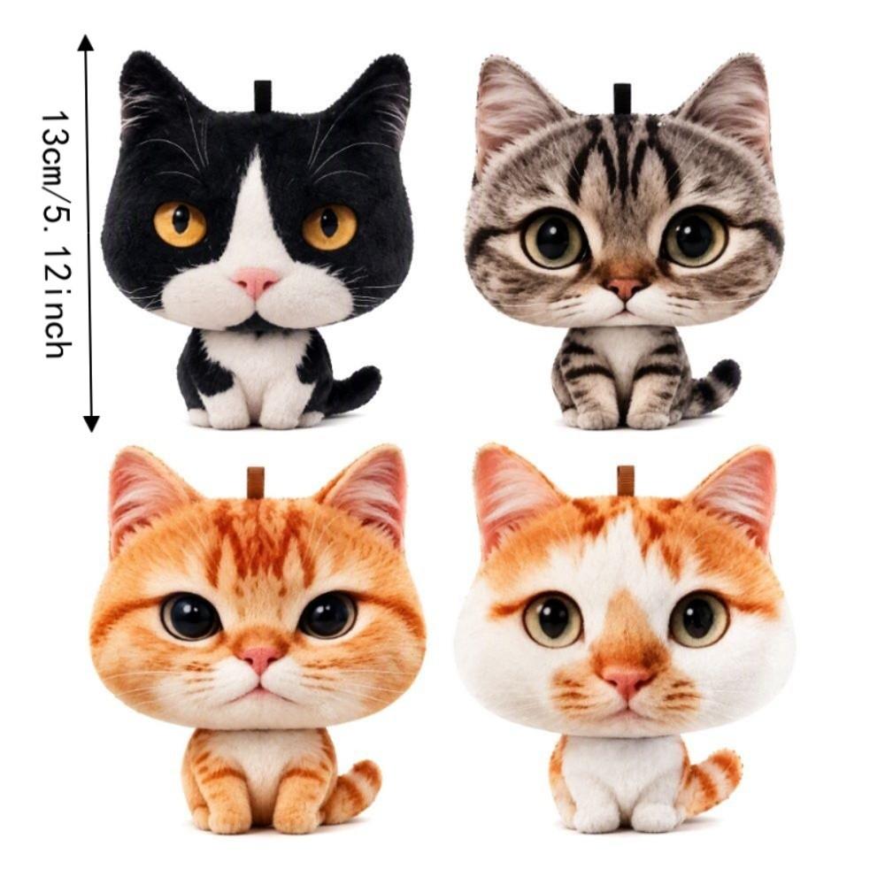 Realistic Big Face Cat Keychain Fluffy Fluffy Kitty Pendant Backpack Ornament  Backpack Decoration