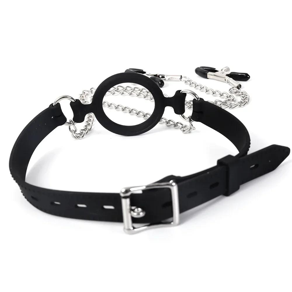 18+props fun mouth ball female m training deep throat mouth bite ring, forced mouth bone silicone mouth plug cat whisker flailSM