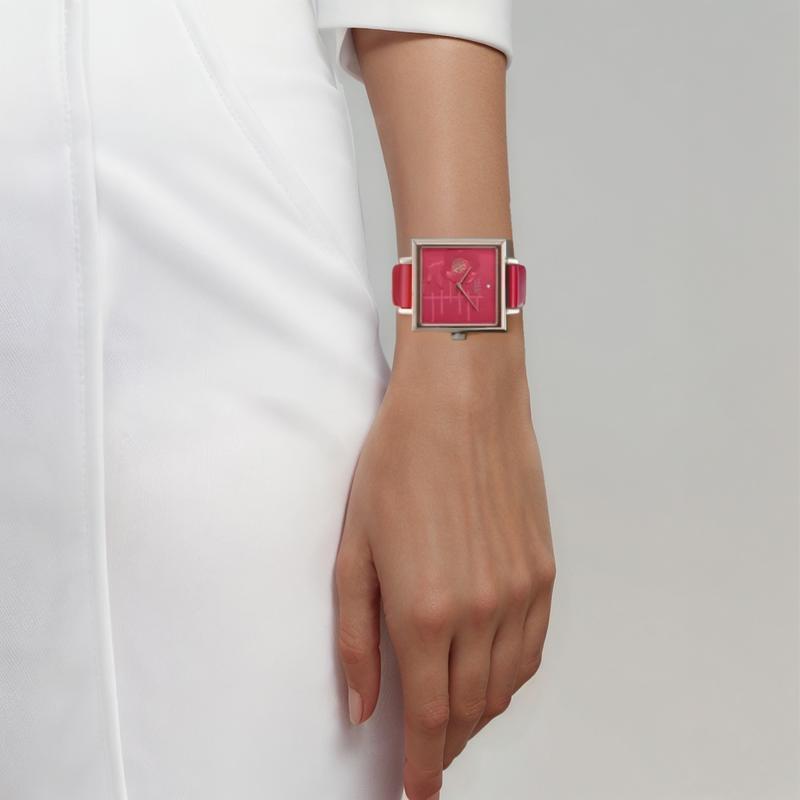 Casio SHEEN Flower Theme Camellia Series Classic Square Business Quartz Movement Leather Strap Japanese and Korean Watch SHE-C141CGL-4AUPFH-person