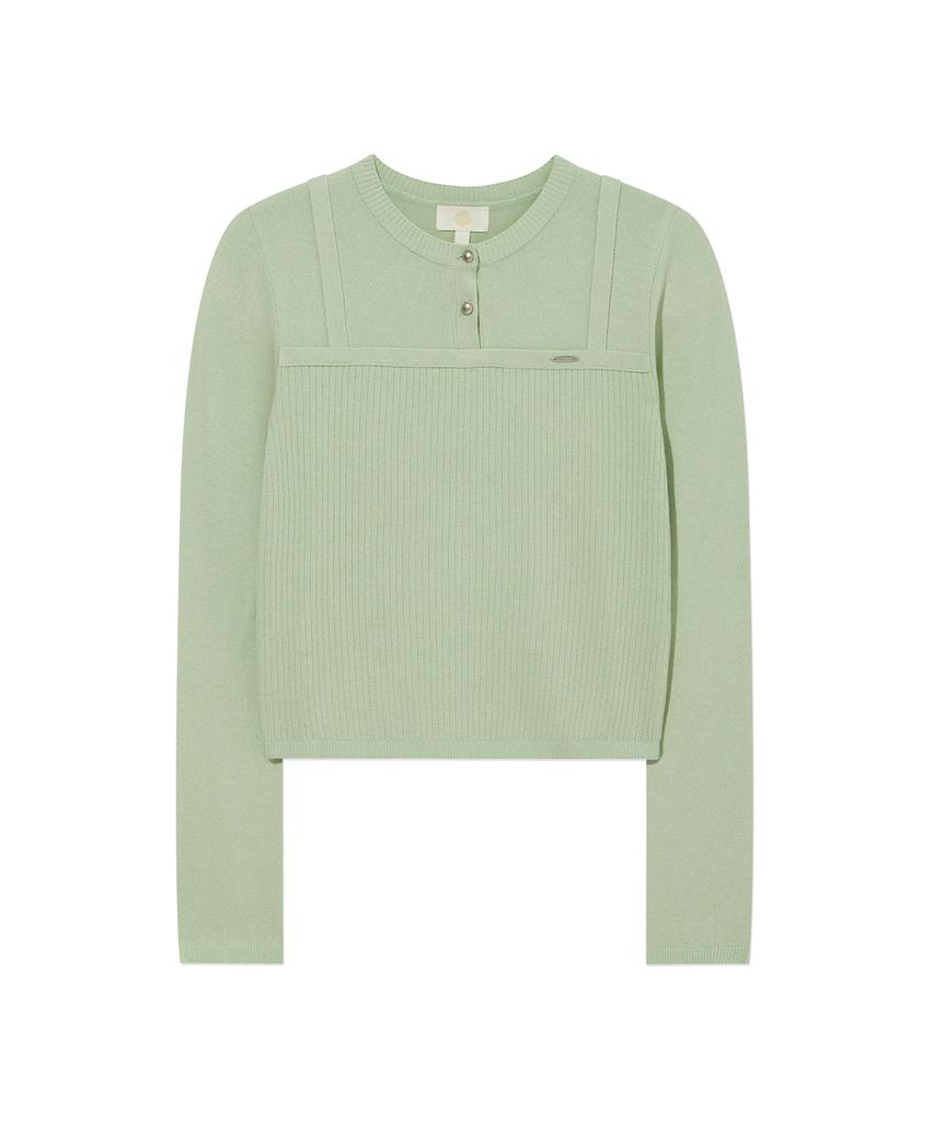 COVERNAT WOMAN Layered Round Neck Knit Light Green