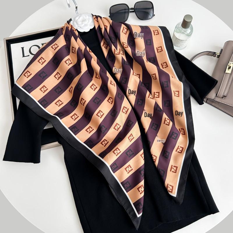 Čiernobiela hodvábna twill šatka so zvieracím vzorom - 90x90CM Jesenný/Zimný šál pre ženy