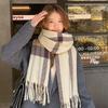2025 Korean imitation cashmere scarf women's autumn and winter high-end warm shawl cute versatile plaid scarf