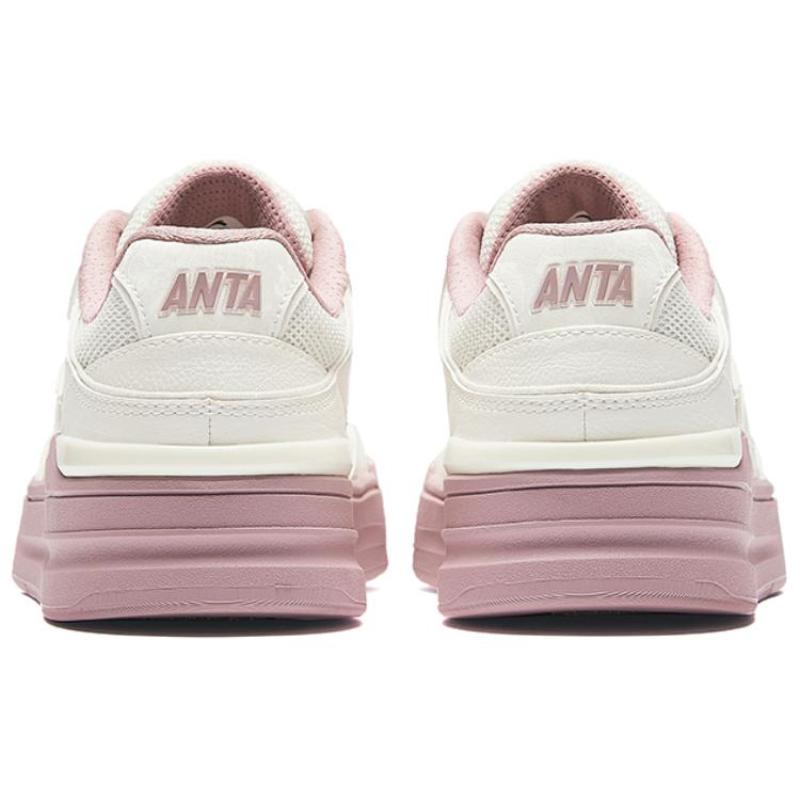 Anta Street Lite Abrasion Resistant Breathable Low Top Skateboard Shoes Women's White Pink Sneakers 122438052-5