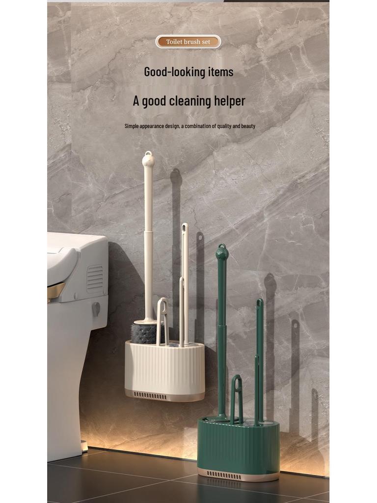 Wandmontierbares Toilettenreinigungsbürsten-Set mit langem Griff und steifen Borsten