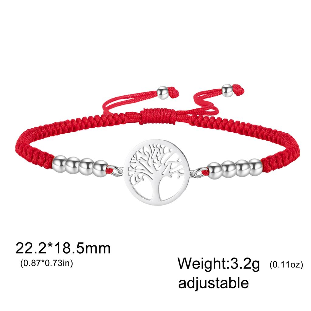  Classic Tree of Life Bracelet for Women Men Fashion Red/Black/Purple Color Rope Chain Bracelets Stainless Steel Jewelry