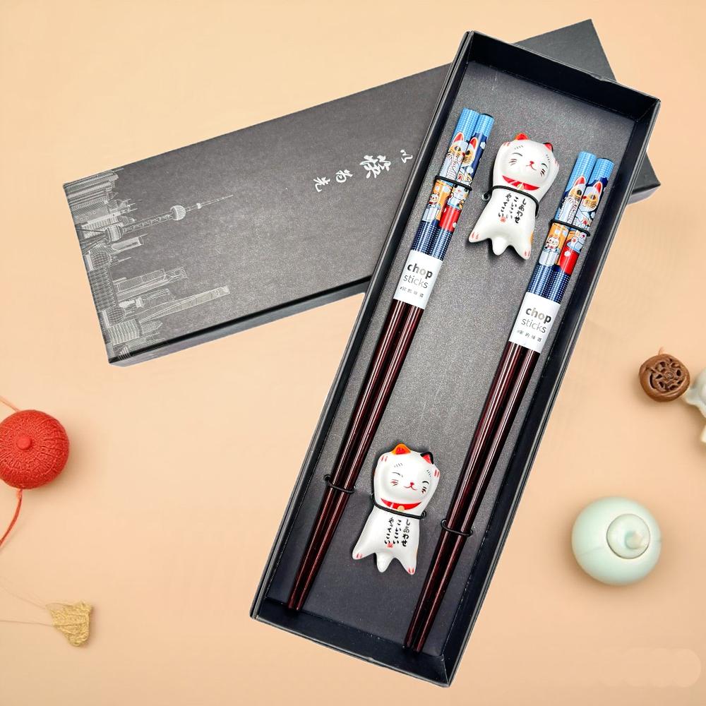 Chinese Style Wooden Chopsticks Gift Set - 2 Pairs for Travel Souvenir or Business Gift