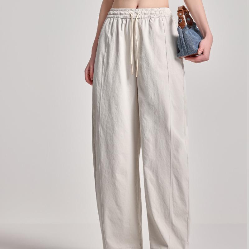 Women's Spring-Summer Curved Blade Wide-Leg Casual Pants - Loose, Straight, Versatile, Nine-Point Length