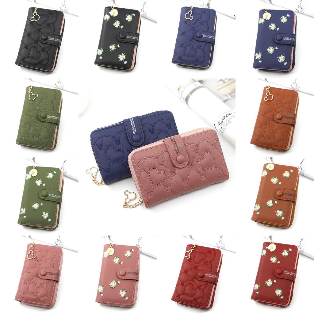 Portafoglio da Donna in Ecopelle con Ricamo e Motivo Geometrico per Regalo e Uso Quotidiano