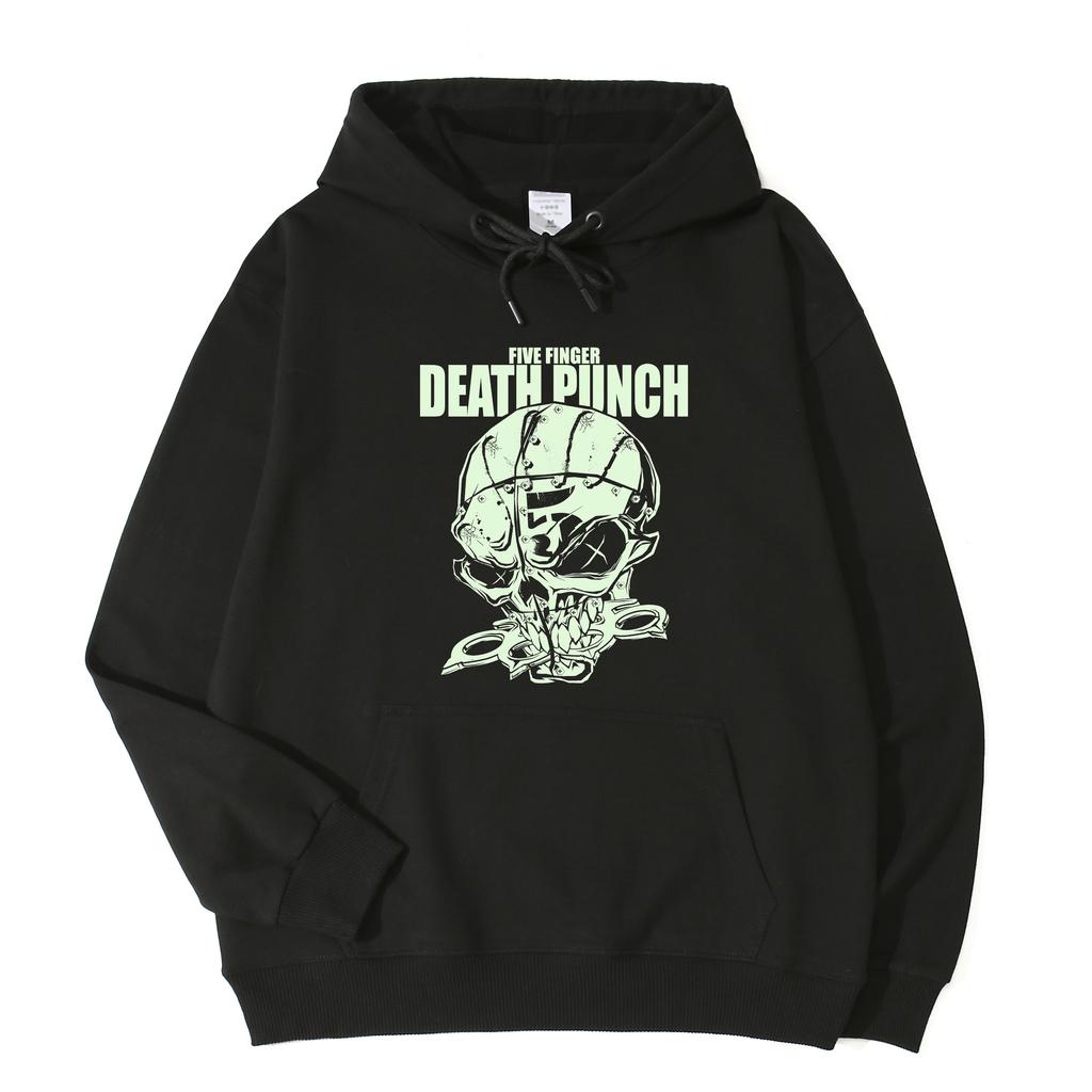 Podzimní/Zimní Rapová Kapela Five Finger Death Punch Mikina Fleecová Teplá Mikina Volná Móda Pánská a Dámská Mikina s Kapucí Dlouhý Rukáv