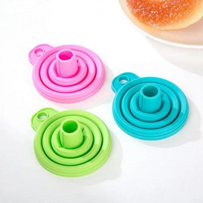 Reusable Universal Silicone Funnel Washer Fluid Foldable  Water Filling  Bottle Liquid Transfer Food Grade Kitchen Accessories