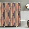 Modern Geometric Shower Curtain Bathroom Decor Pink Beige Brown Color Block Design Waterproof Fabric Shower Caddy