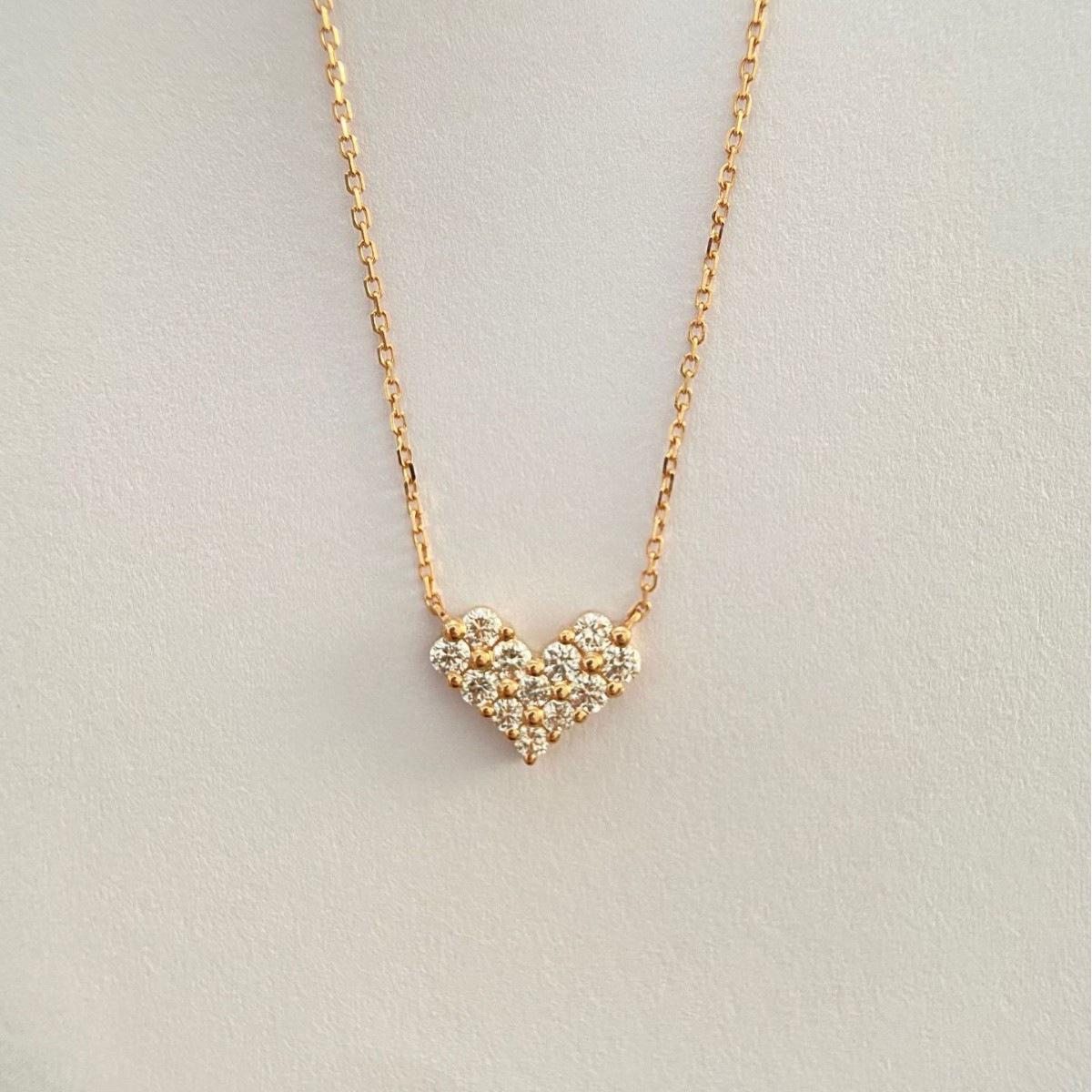 18K Gold-Plated S925 Sterling Silver Heart Necklace with Pavé Zirconia for Women 18K Gold