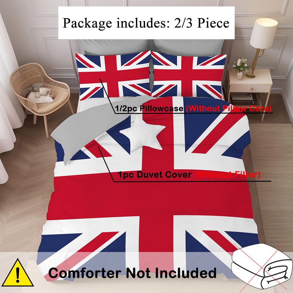 3D Print National Flag Duvet Cover Set Creative UK Flag Colorful Bedding Sets For Teens Adults Polyester Soft Quilt Cover Sets