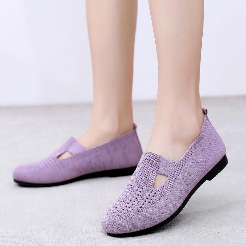 Women's shoes summer hollow mother casual shoes fashion one-pedal flat shoes women's middle-aged shoes
